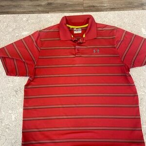 Under Armour Catalyst Heat Gear Red and Black Striped Polo-XL